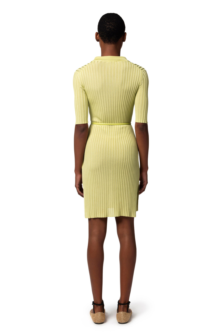 Shiny ribbed viscose mini-dress - Elisabetta Franchi® Outlet