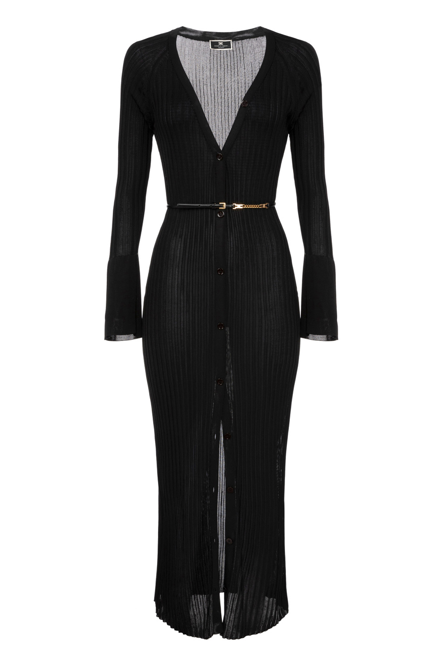 Shiny viscose ribbed midi dress - Elisabetta Franchi® Outlet