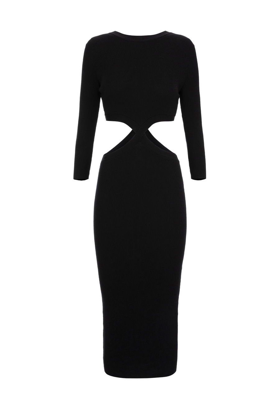 Midi dress in ribbed viscose fabric with cut-out - Elisabetta Franchi® Outlet