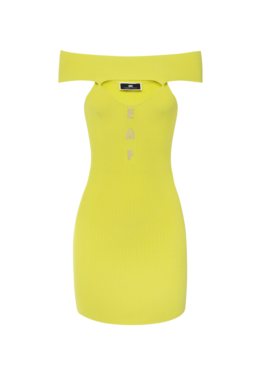 Mini-dress in ribbed viscose fabric with lettering - Elisabetta Franchi® Outlet