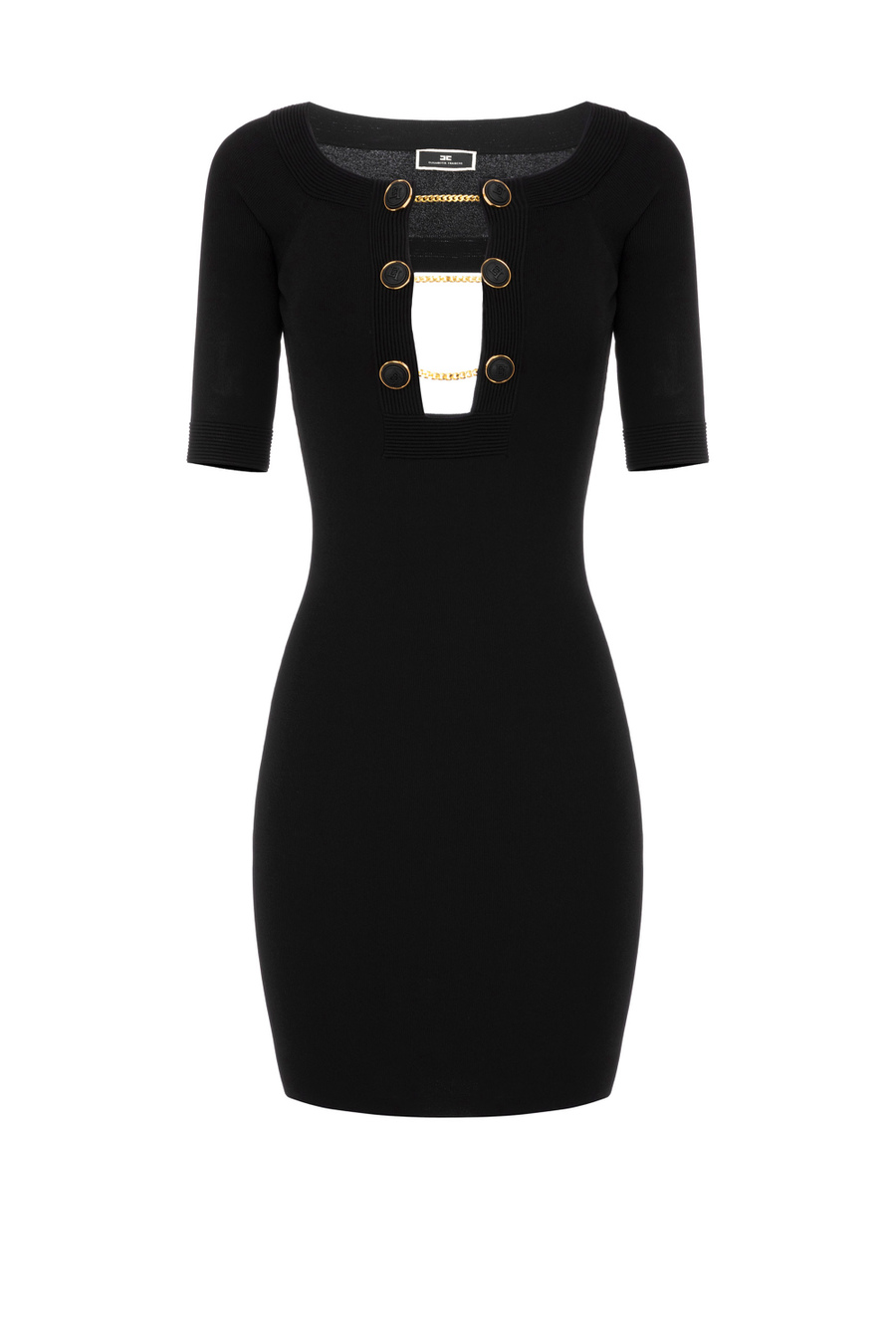 Minikleid aus glänzender Viskose mit Manschettenknopf - Elisabetta Franchi® Outlet