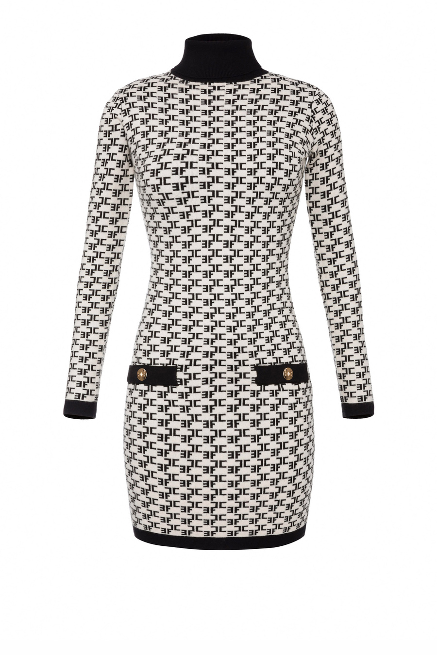 Monogram lettering turtleneck dress - Elisabetta Franchi® Outlet
