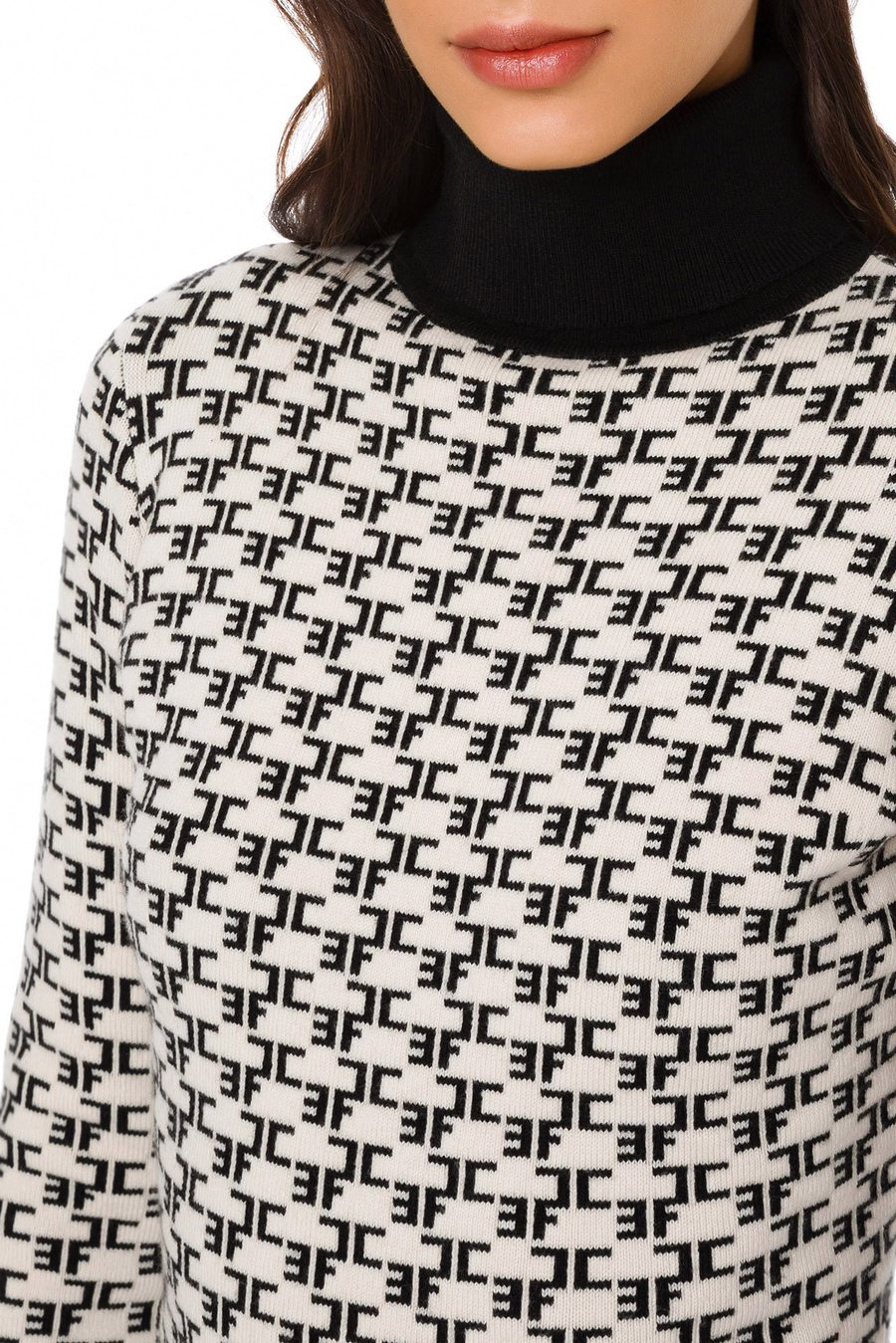 Monogram lettering turtleneck dress - Elisabetta Franchi® Outlet