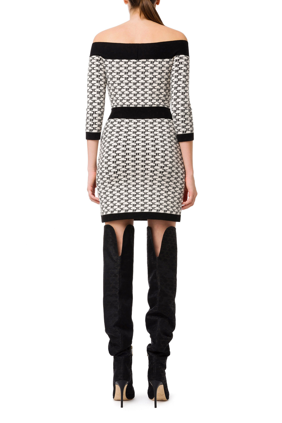 Double-breasted knit monogram lettering - Elisabetta Franchi® Outlet