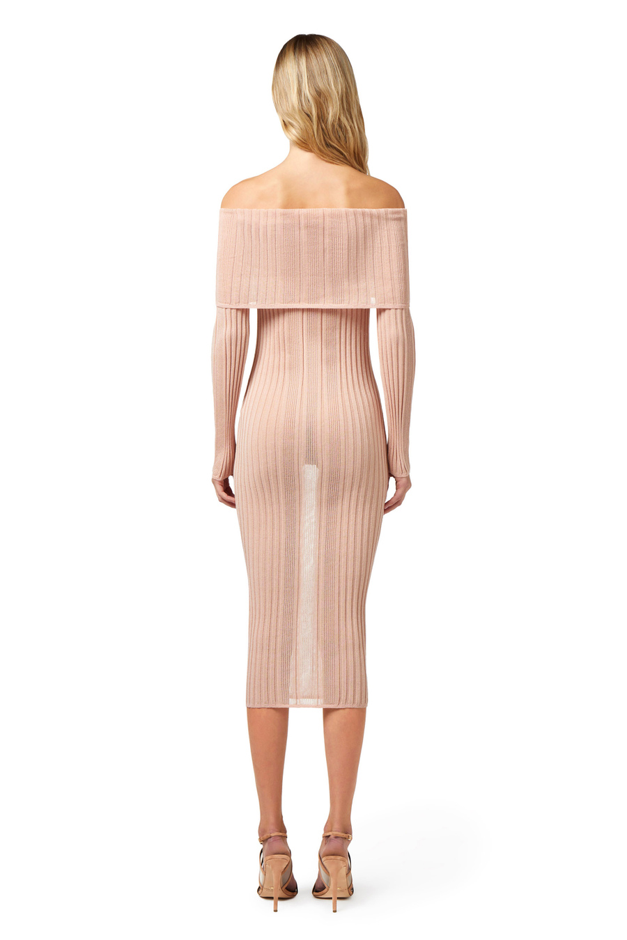 Midi dress in ribbed viscose fabric with maxi collar - Elisabetta Franchi® Outlet
