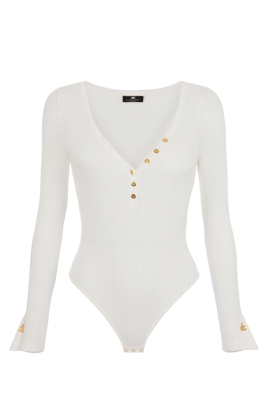 Body de punto acanalado con mangas largas - Elisabetta Franchi® Outlet