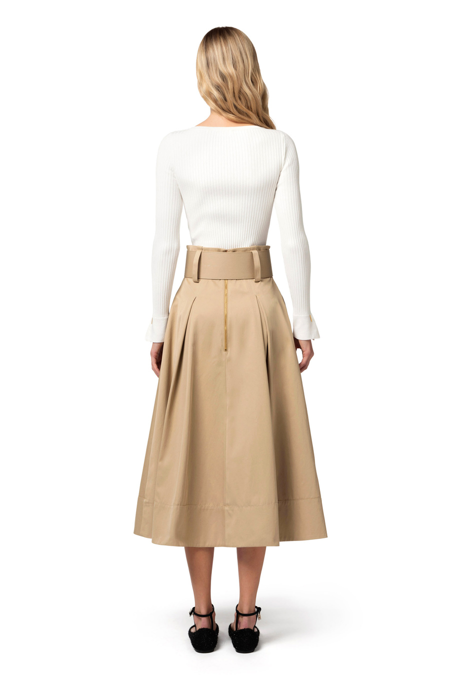 Body de punto acanalado con mangas largas - Elisabetta Franchi® Outlet