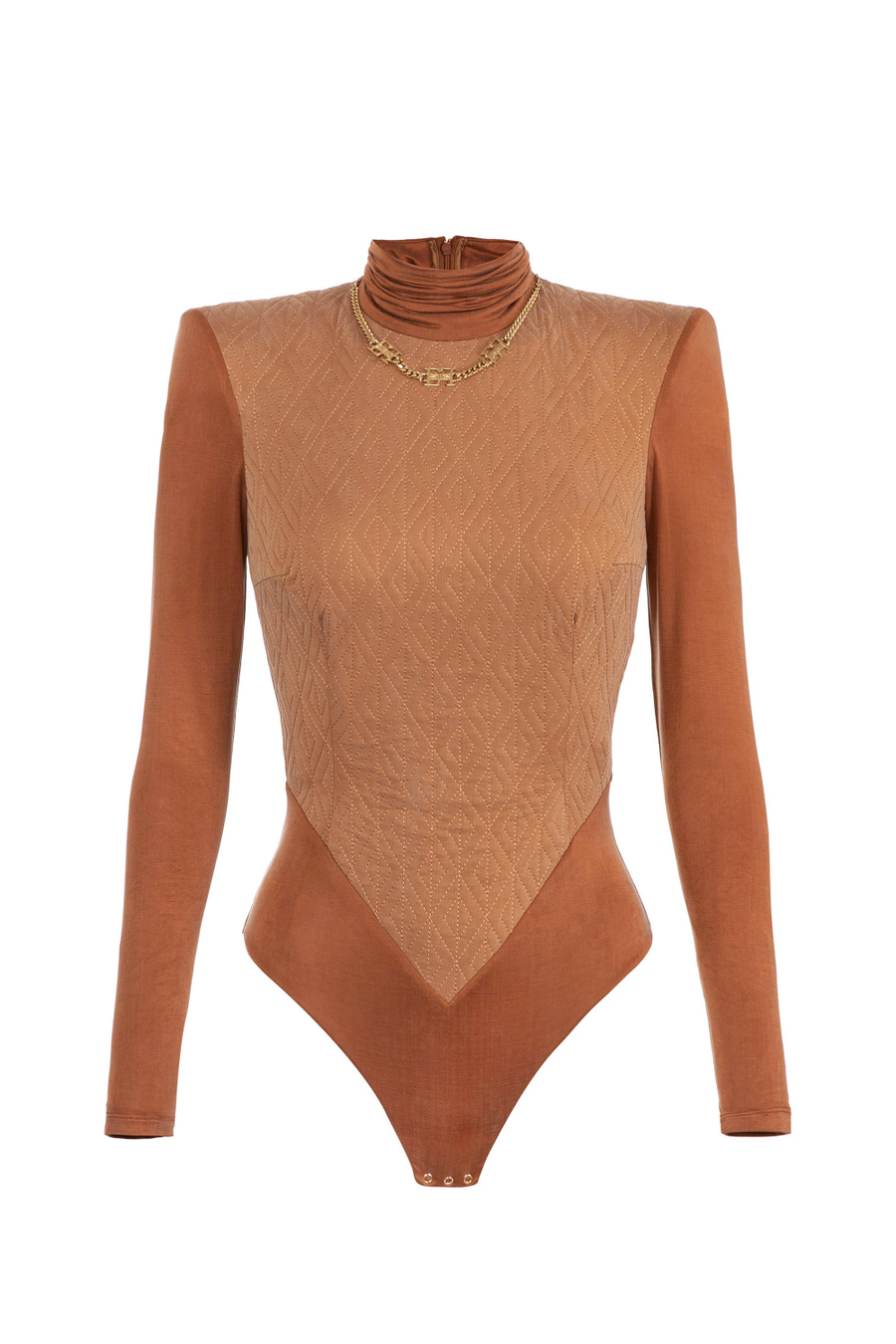Bodysuit in jersey fabric with embossed diamond print - Elisabetta Franchi® Outlet