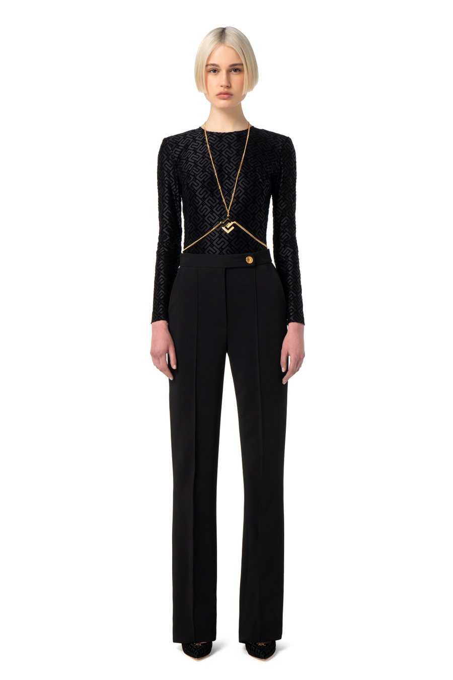 Bodysuit in Lycra flock - Elisabetta Franchi® Outlet