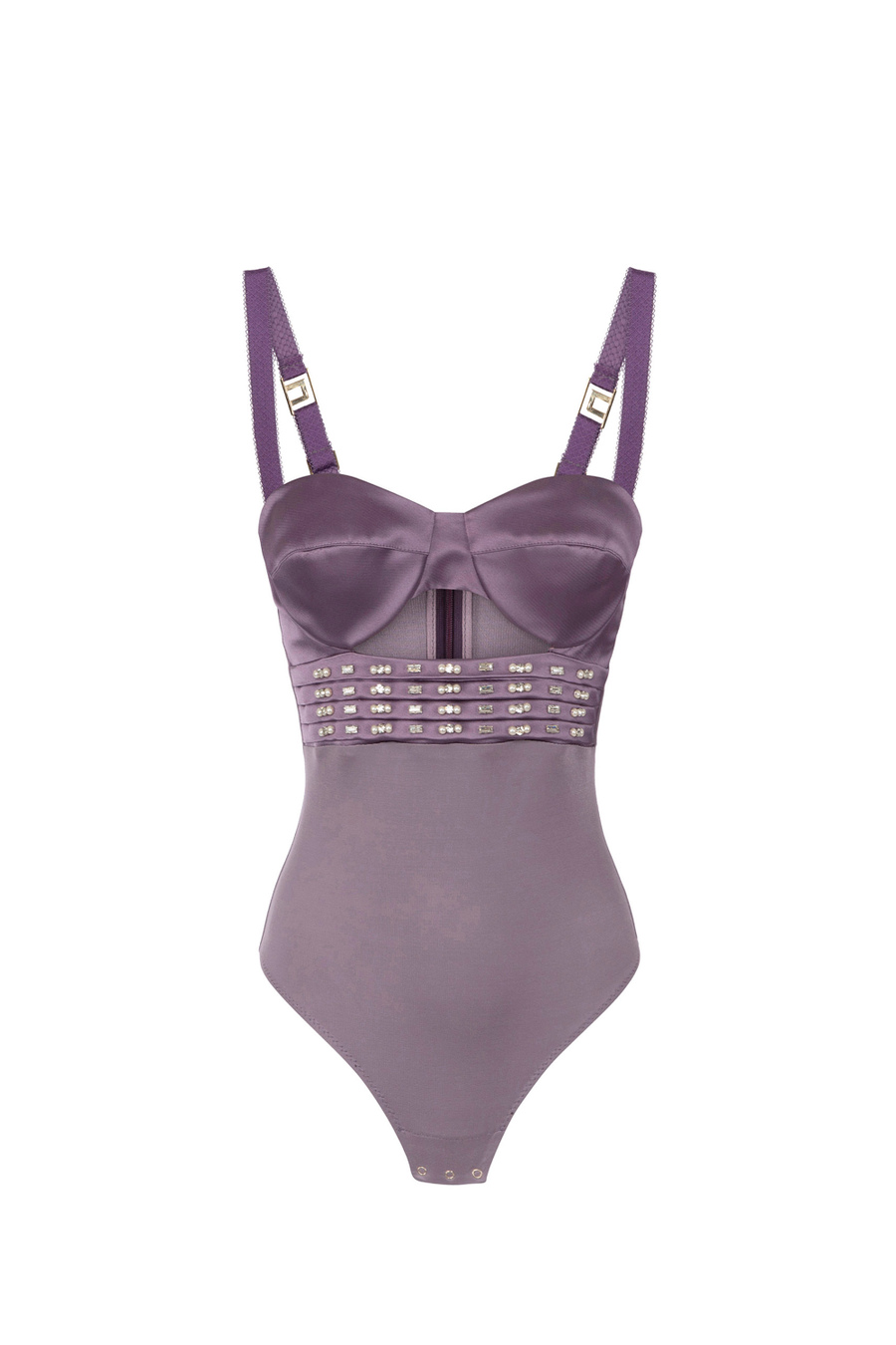 Bodysuit in satin fabric with embroidery - Elisabetta Franchi® Outlet