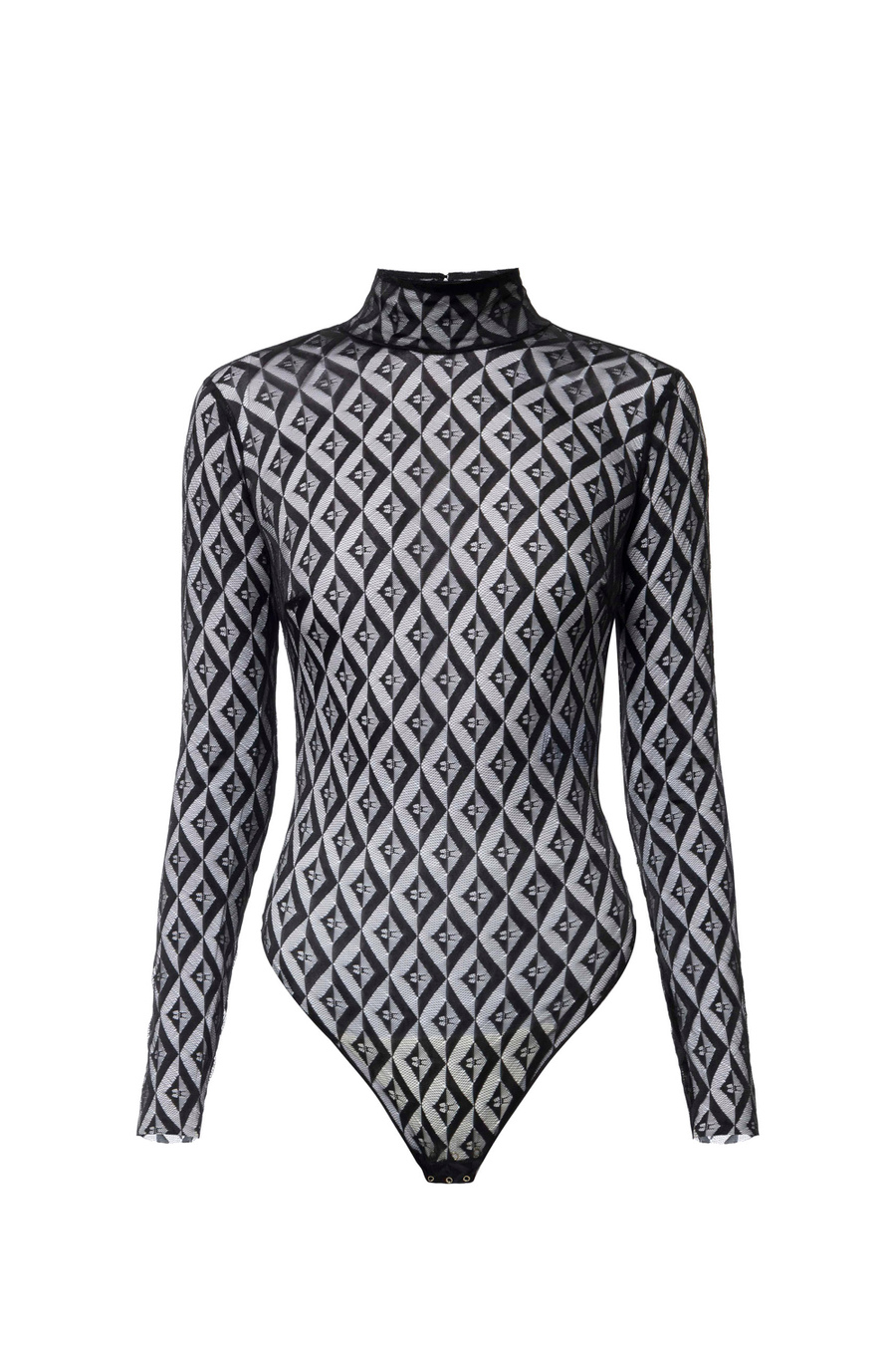 Flock printed bodysuit in tulle fabric - Elisabetta Franchi® Outlet