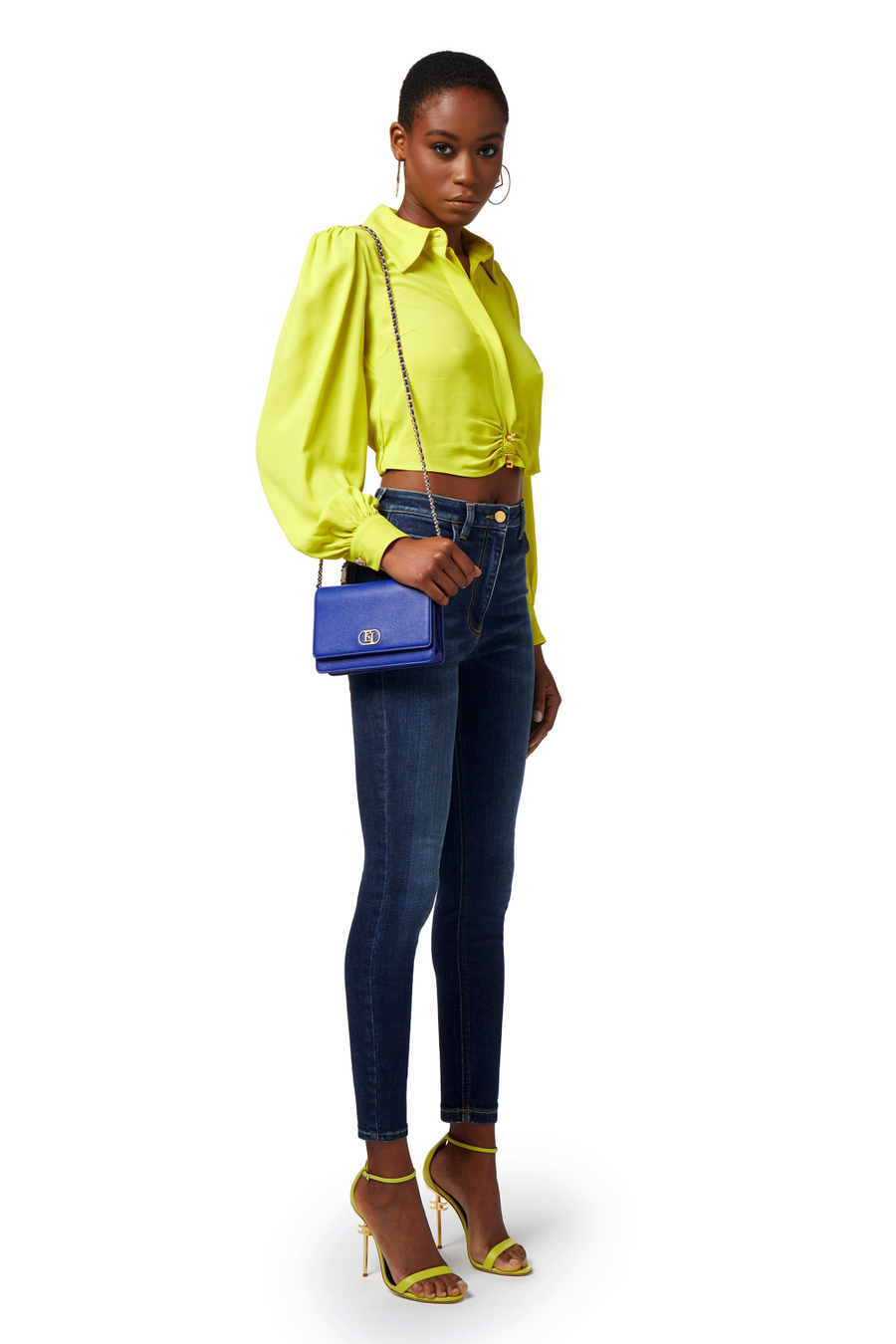 Shoulder bag with metal logo - Elisabetta Franchi® Outlet
