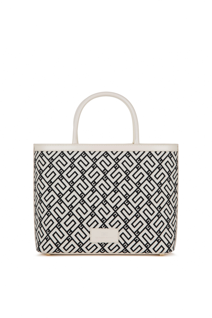 Medium shopper bag with logo print - Elisabetta Franchi® Outlet