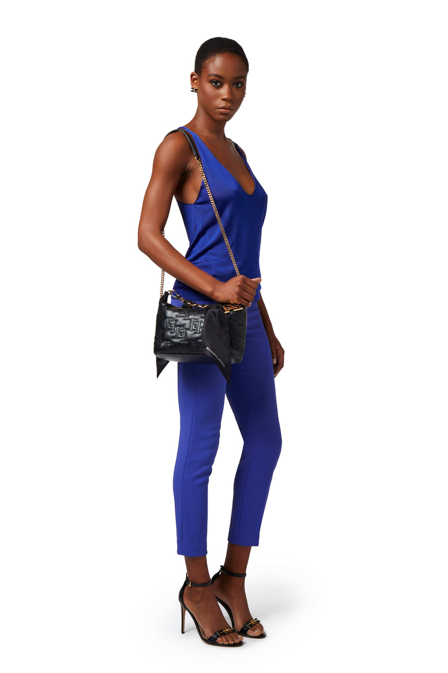 Small hobo bag with foulard scarf chain - Elisabetta Franchi® Outlet