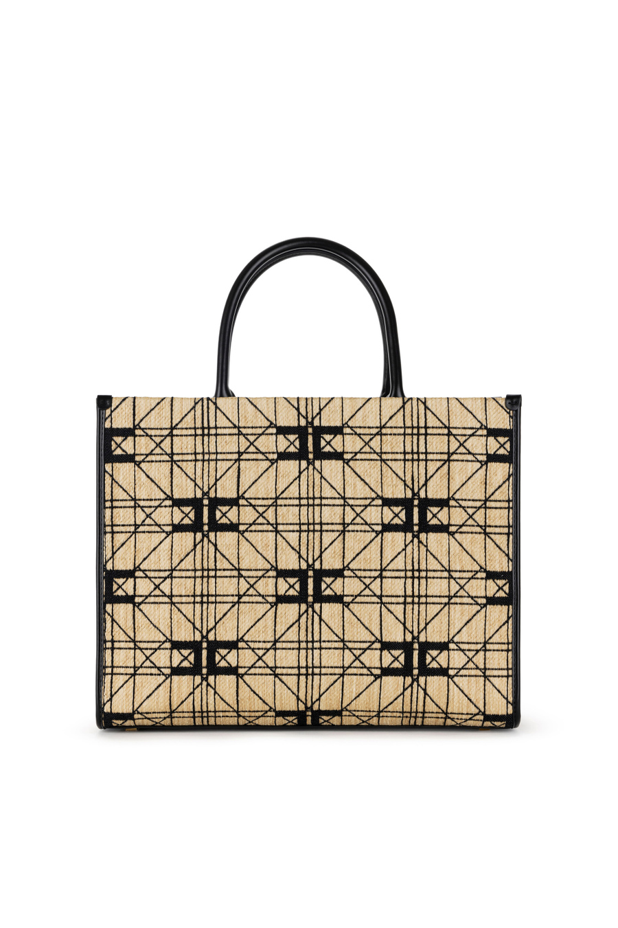 Large shopper bag in raffia - Elisabetta Franchi® Outlet