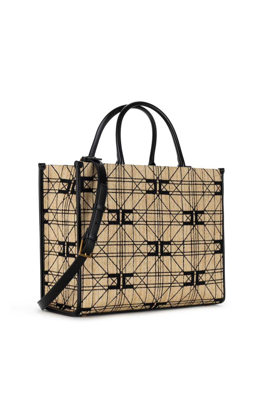 Large shopper bag in raffia - Elisabetta Franchi® Outlet