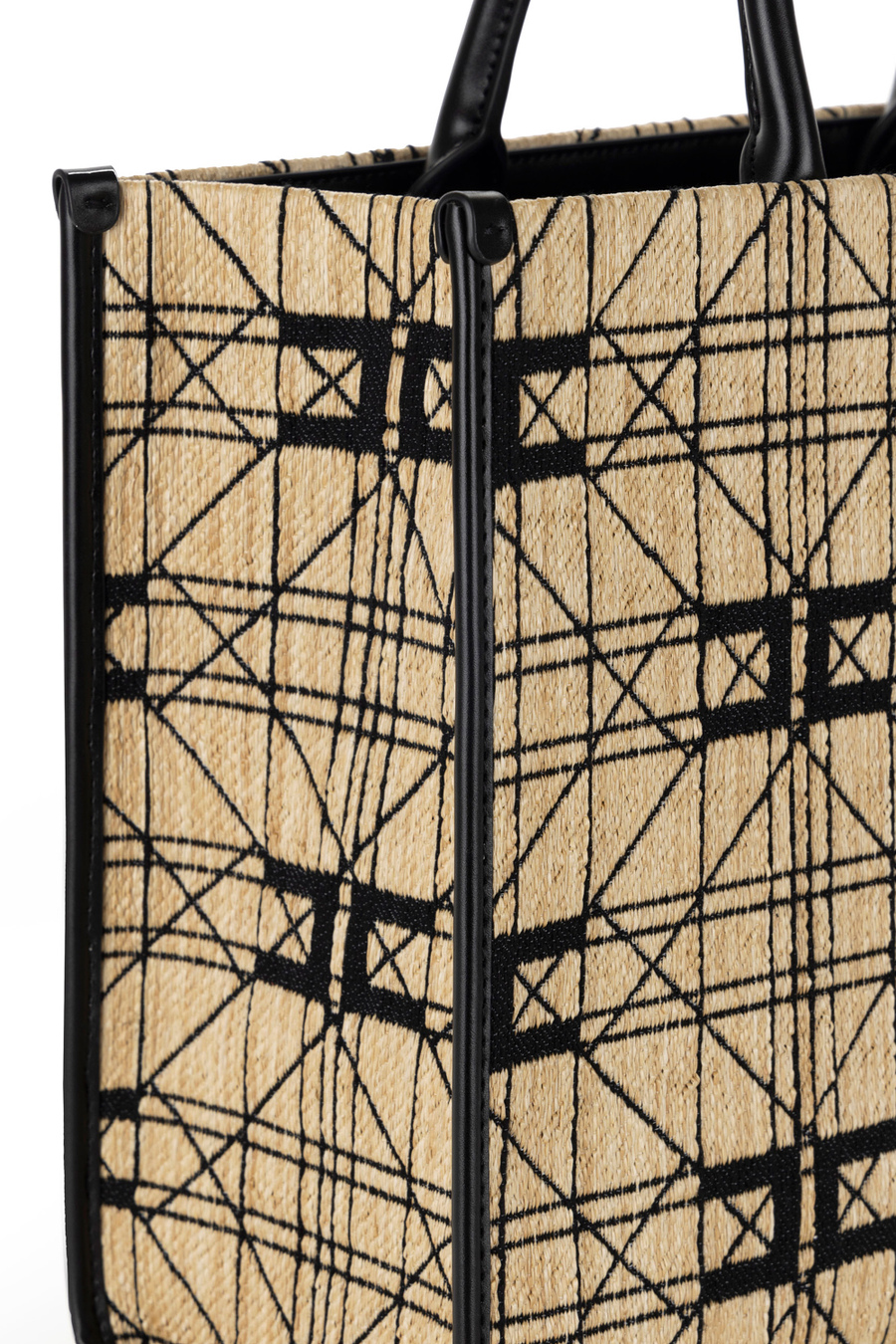 Large shopper bag in raffia - Elisabetta Franchi® Outlet
