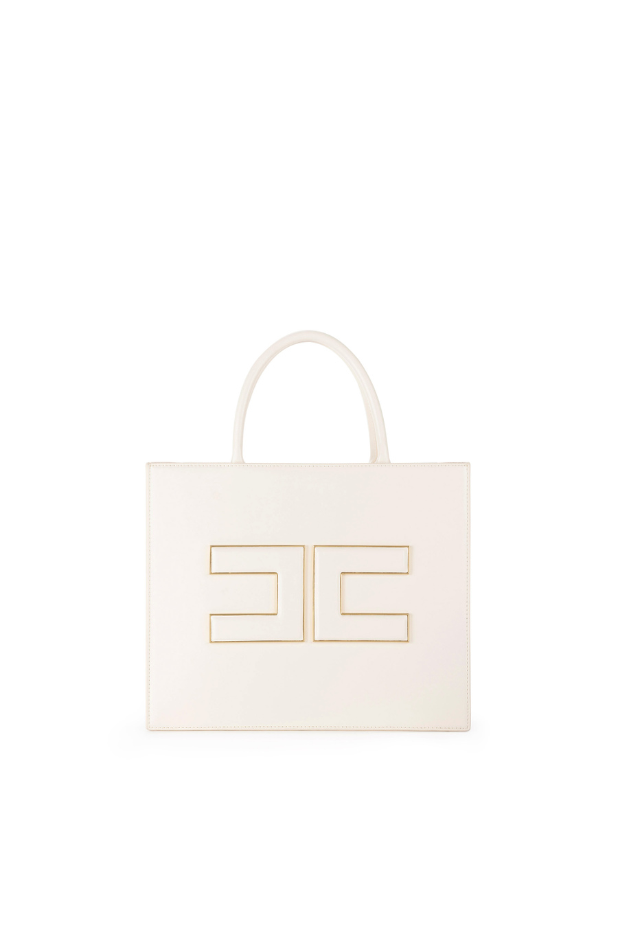 Medium shopper bag with logo plaque - Elisabetta Franchi® Outlet