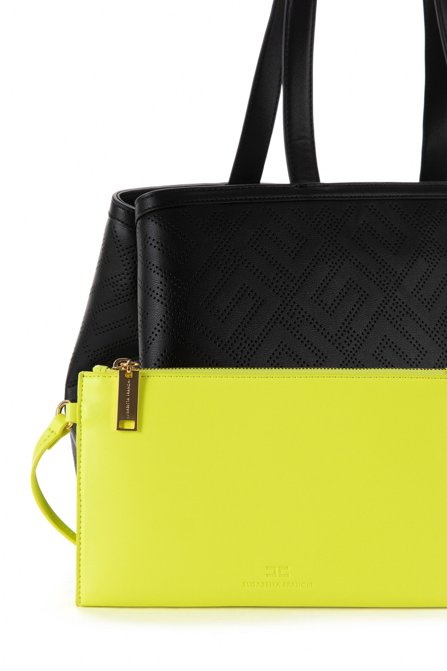 Large shopper bag with logo print - Elisabetta Franchi® Outlet