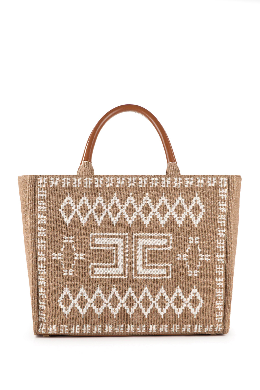 Large canvas shopper bag - Elisabetta Franchi® Outlet