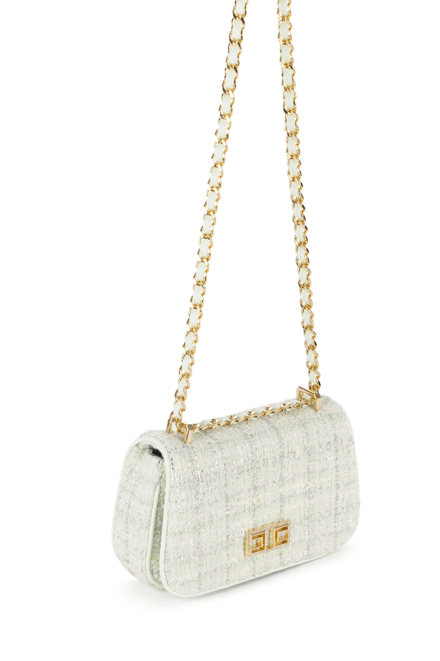 Borsa a tracolla in tessuto tweed - Elisabetta Franchi® Outlet