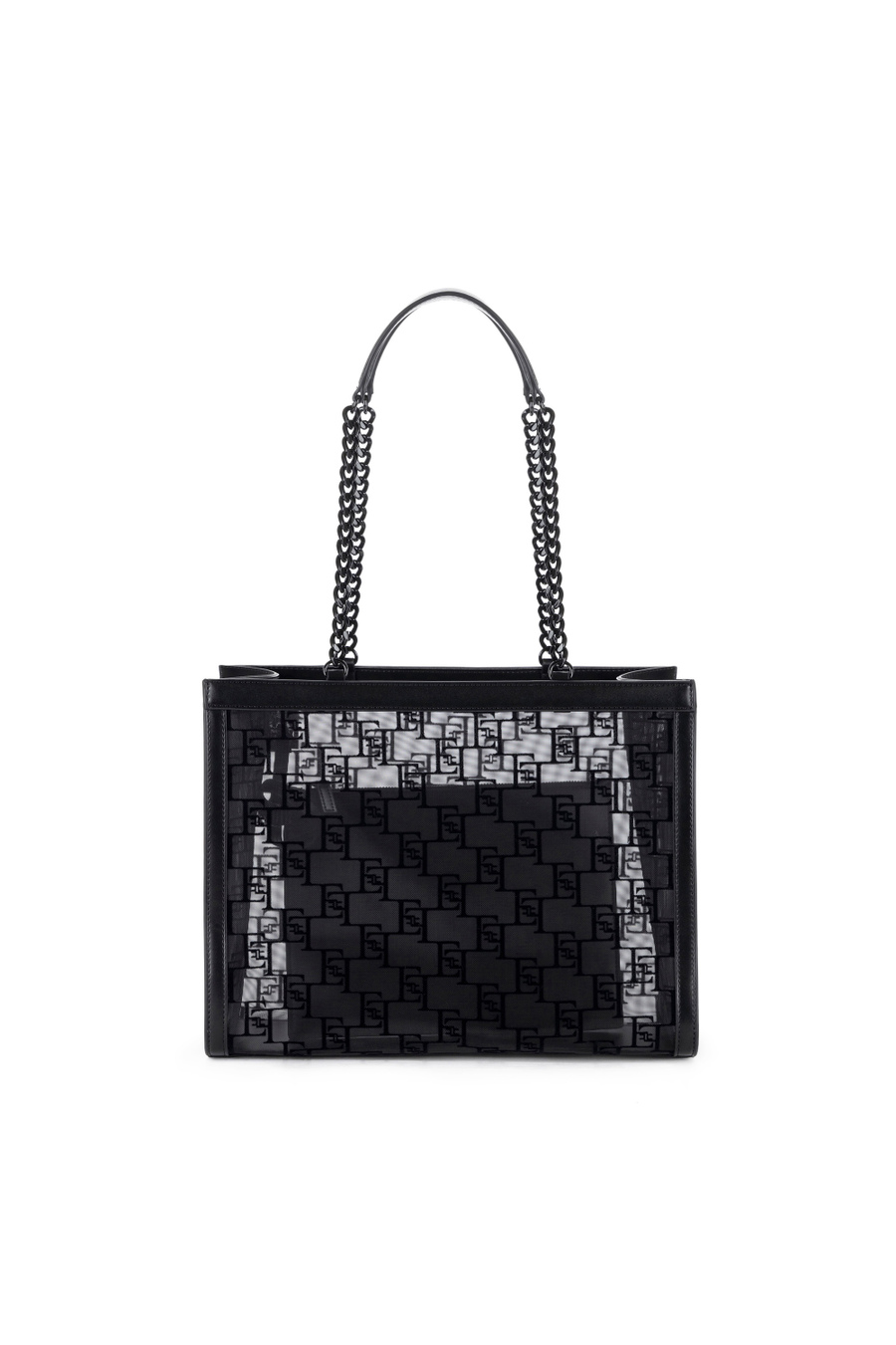 Large shopper bag in flocked mesh - Elisabetta Franchi® Outlet