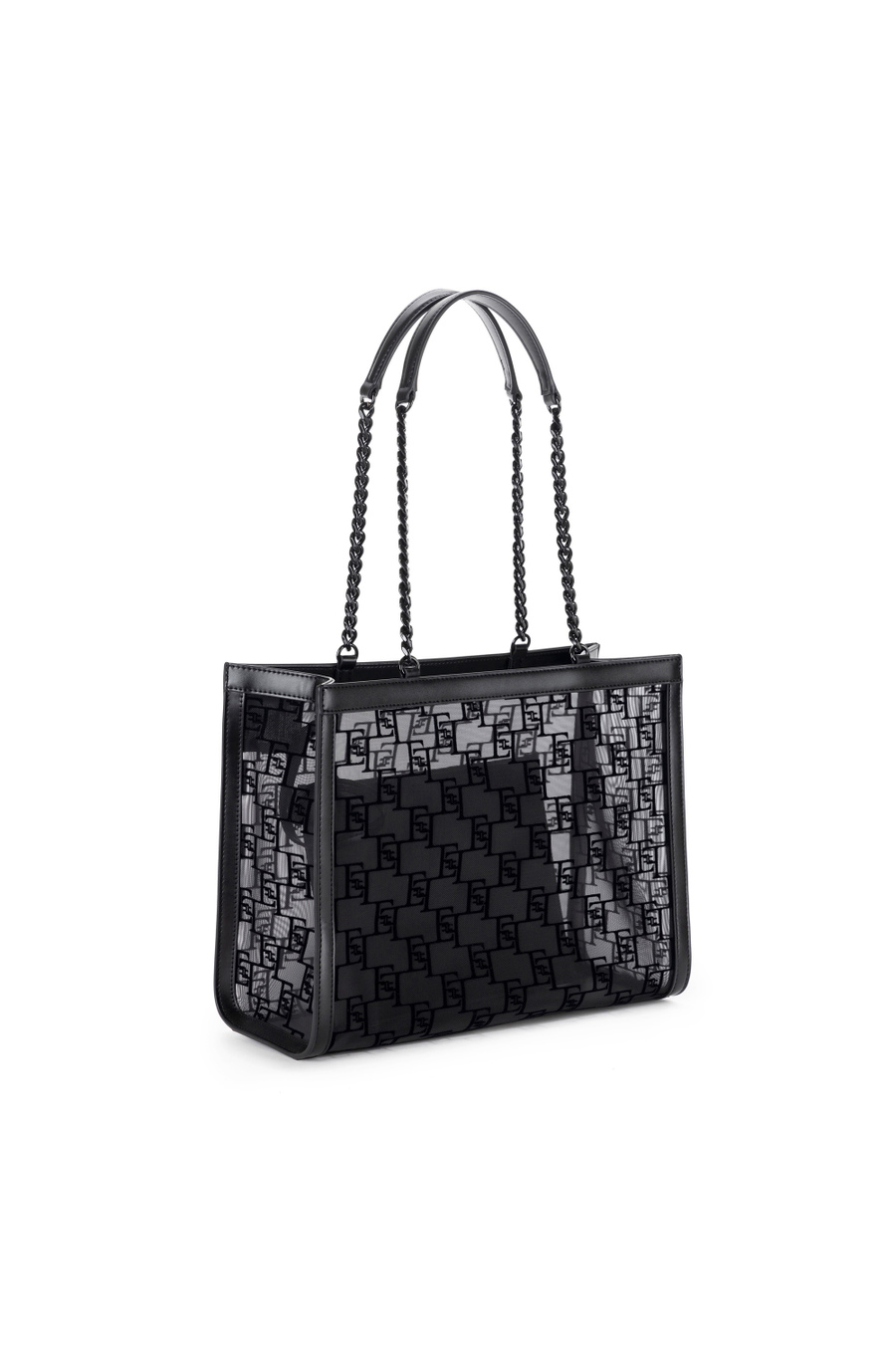 Large shopper bag in flocked mesh - Elisabetta Franchi® Outlet