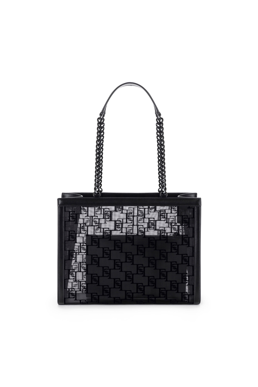 Large shopper bag in flocked mesh - Elisabetta Franchi® Outlet