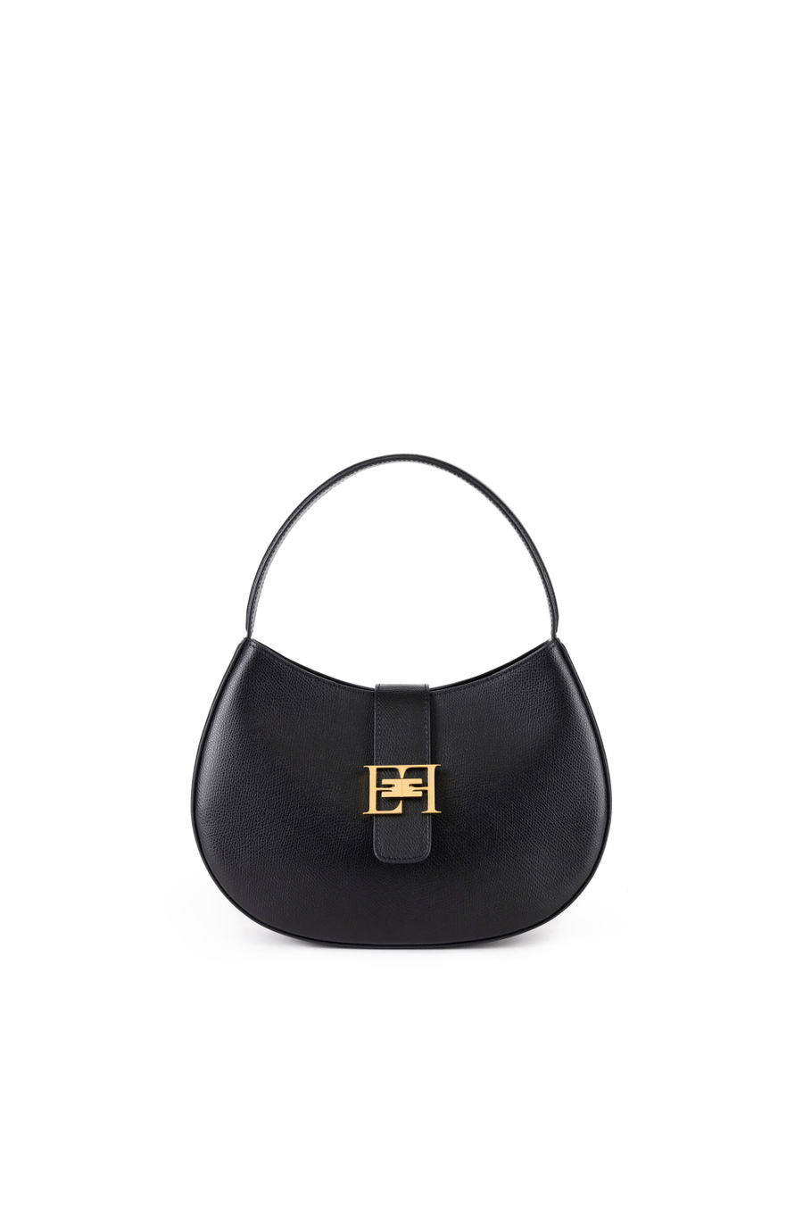 Large hobo bag with metal logo - Elisabetta Franchi® Outlet