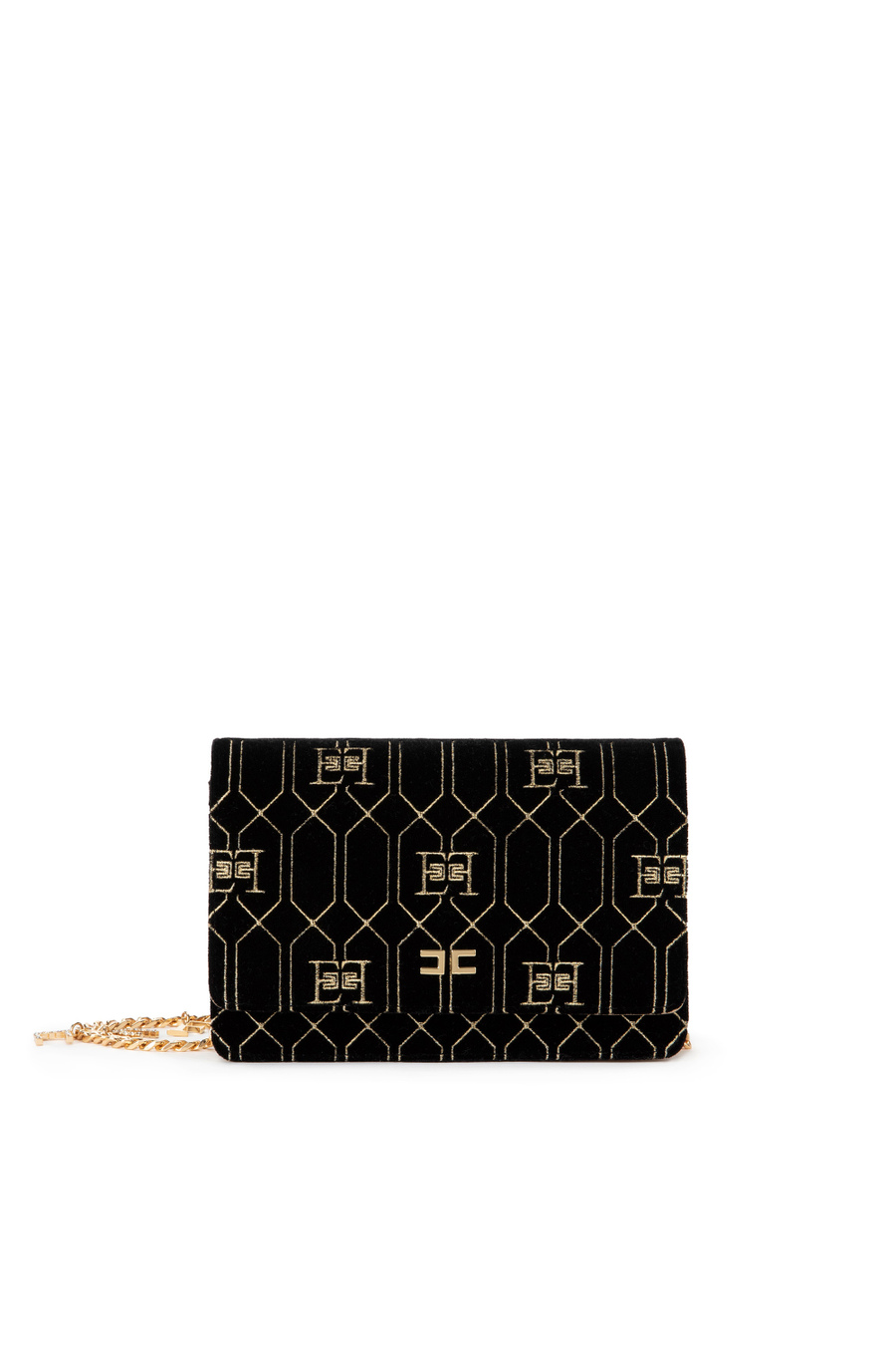Small shoulder bag with chain and logoed charms - Elisabetta Franchi® Outlet