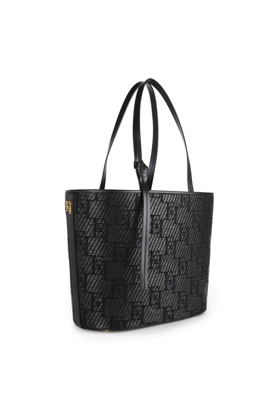 Jacquard fabric shopper bag - Elisabetta Franchi® Outlet