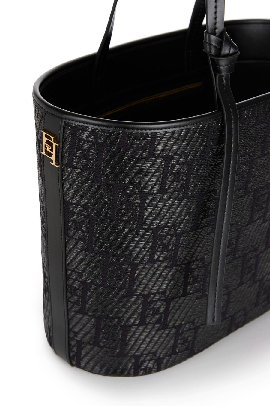 Jacquard fabric shopper bag - Elisabetta Franchi® Outlet