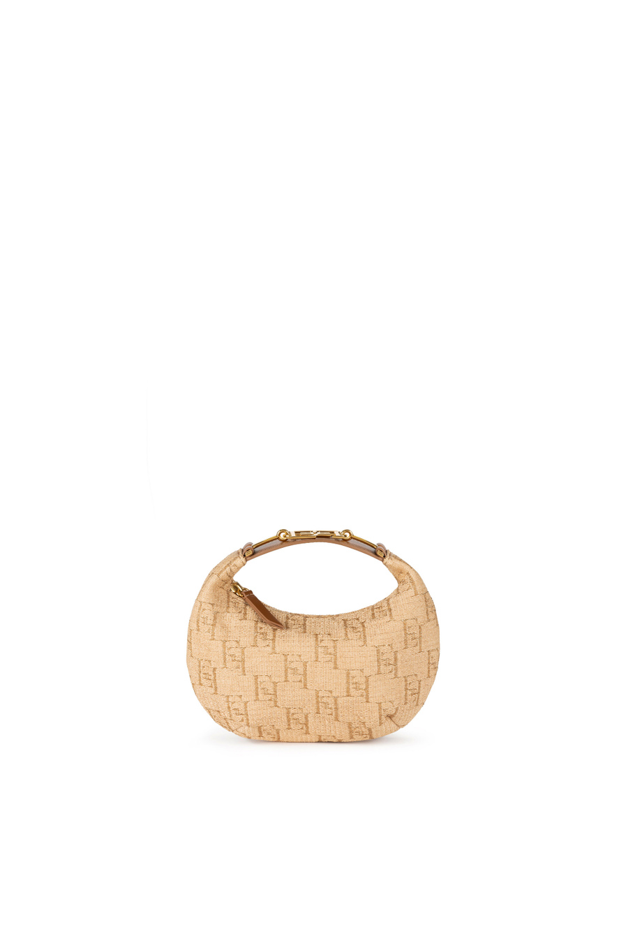 Small hobo bag in jacquard raffia with metal horsebit - Elisabetta Franchi® Outlet