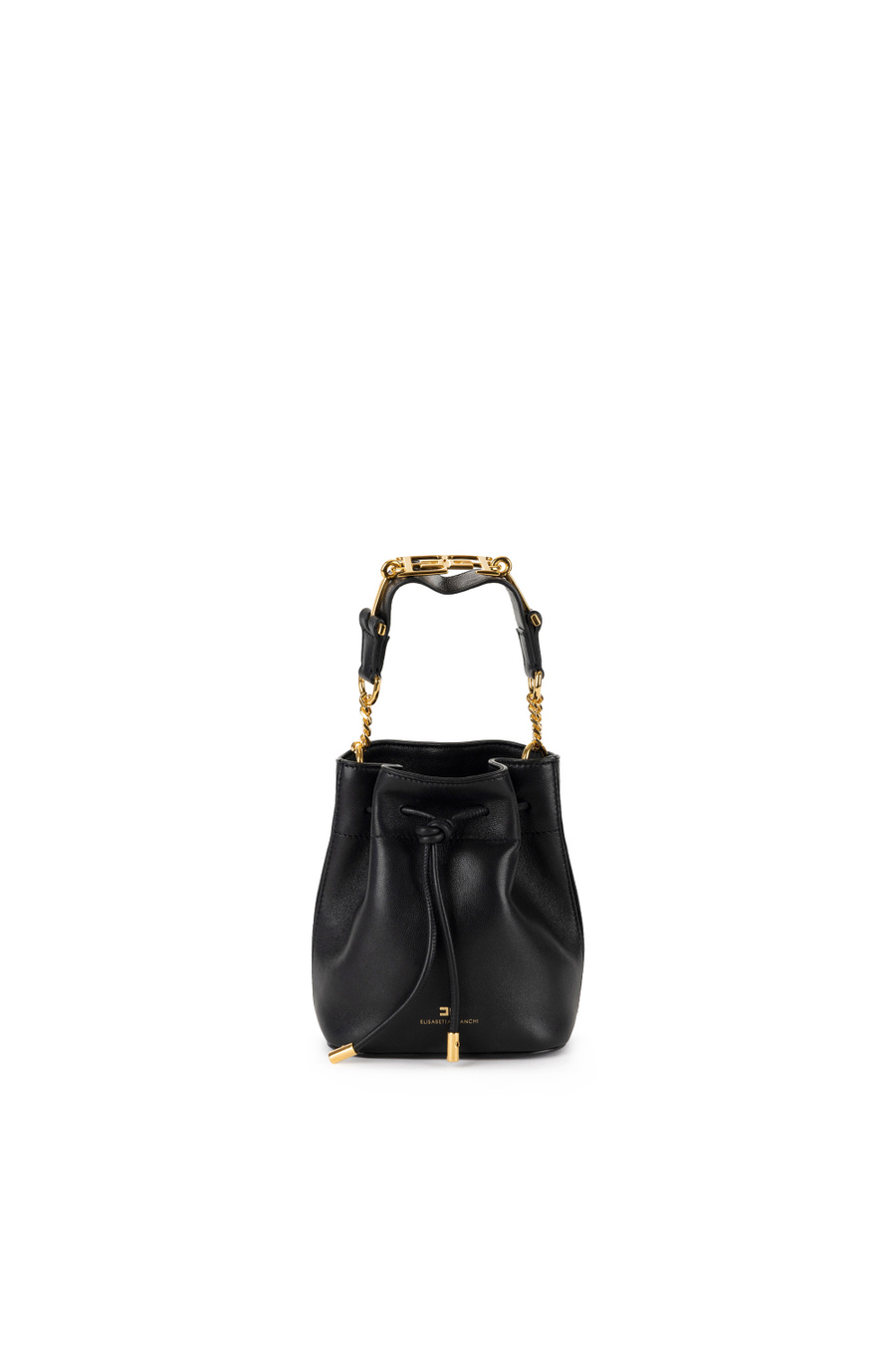 Leather bucket bag with metal horsebit - Elisabetta Franchi® Outlet