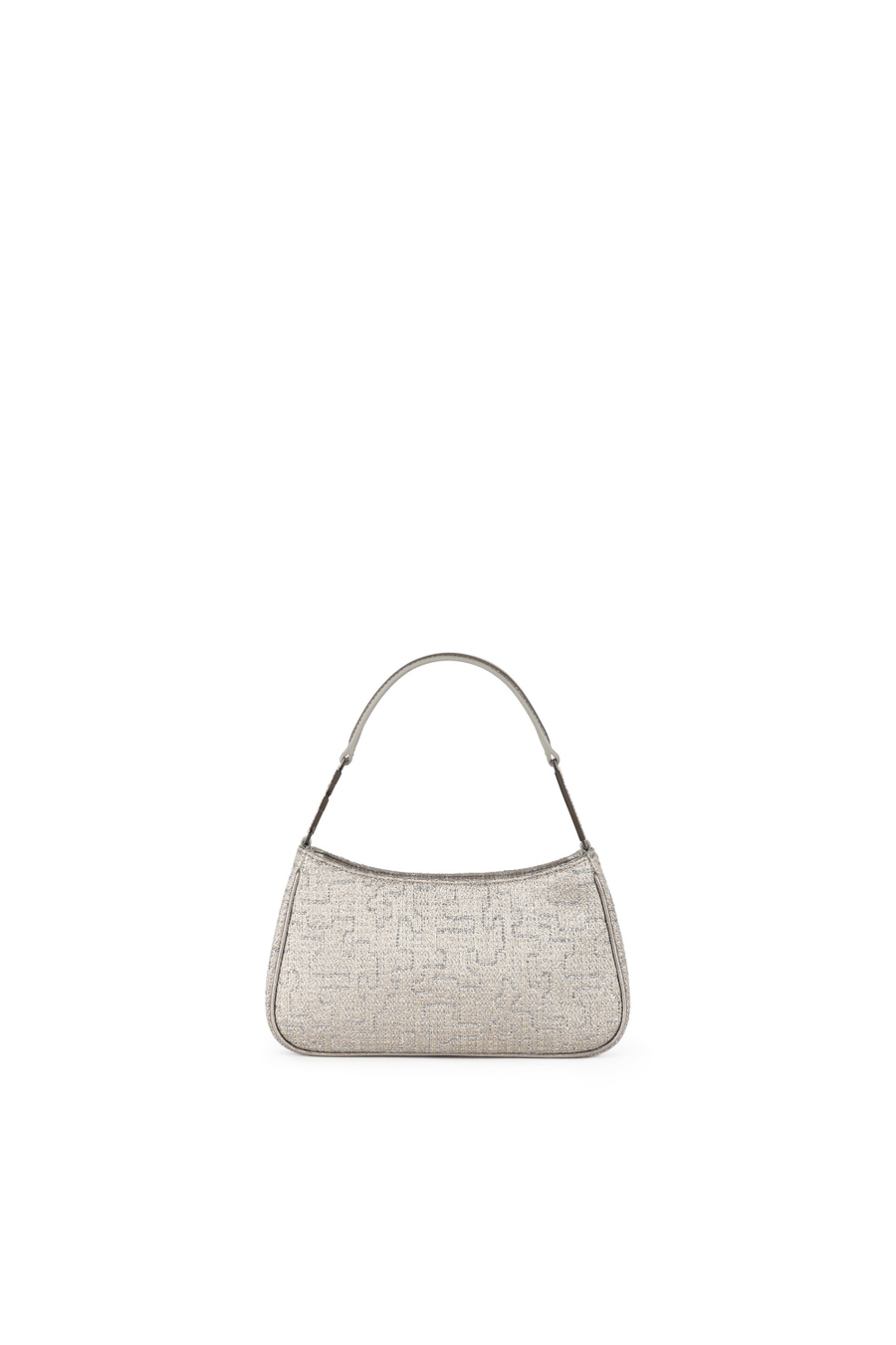 Lurex tweed over-the-shoulder bag with rhinestone lettering - Elisabetta Franchi® Outlet