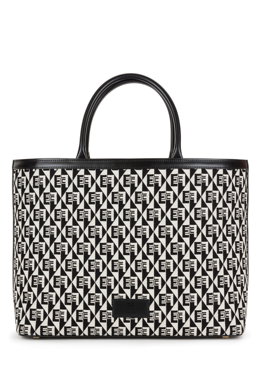 Shopper bag with jacquard diamond print to be carried over the shoulder - Elisabetta Franchi® Outlet