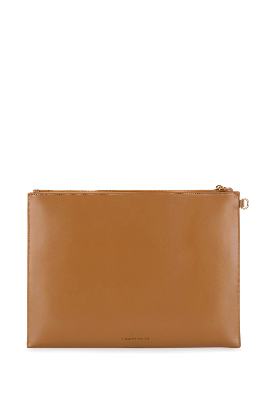 Faux leather envelope bag with golden logo - Elisabetta Franchi® Outlet