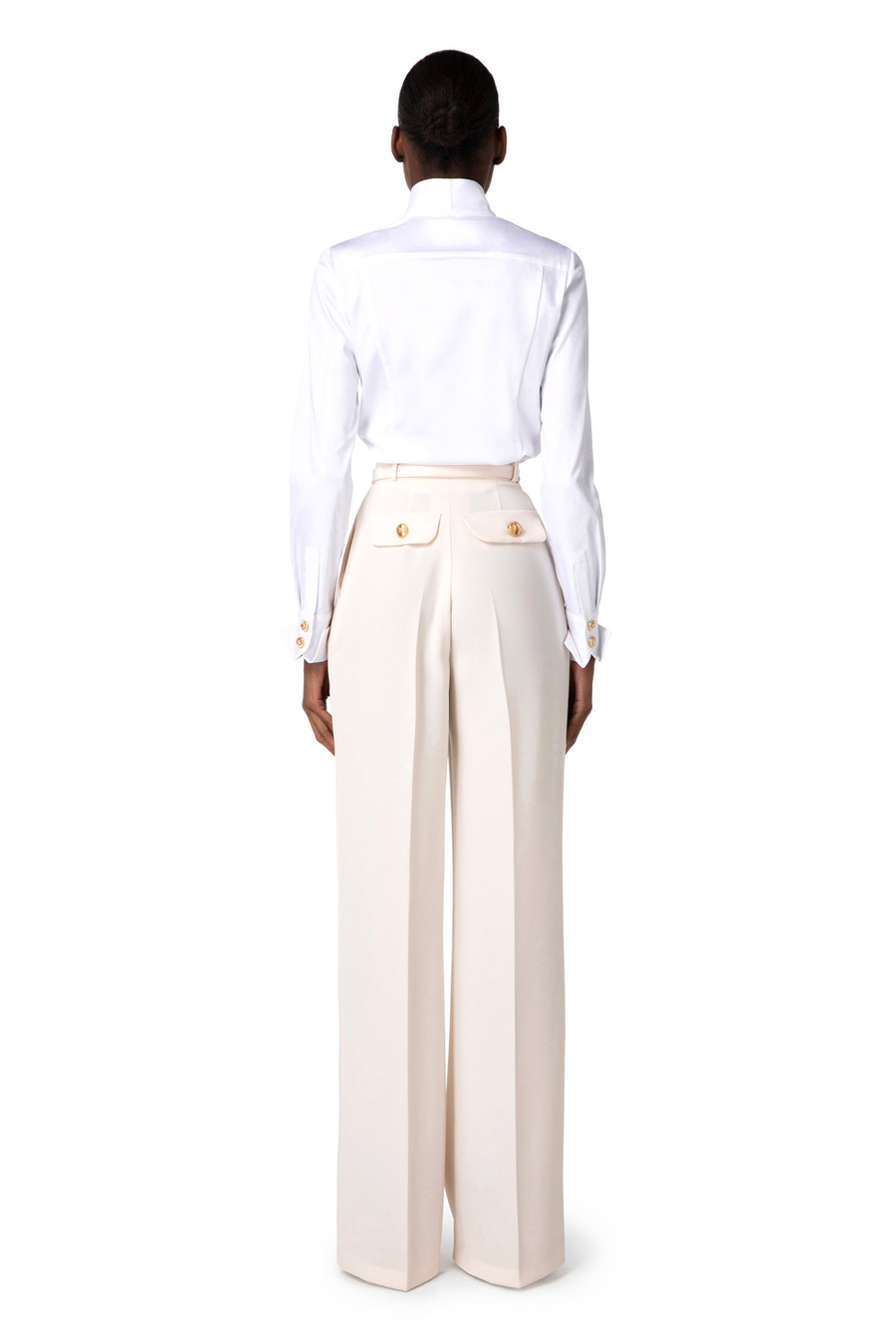 Poplin shirt with pearls and rhinestones - Elisabetta Franchi® Outlet