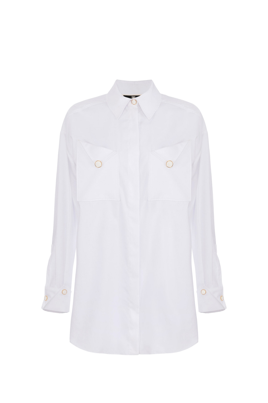 Cotton poplin shirt with pockets - Elisabetta Franchi® Outlet