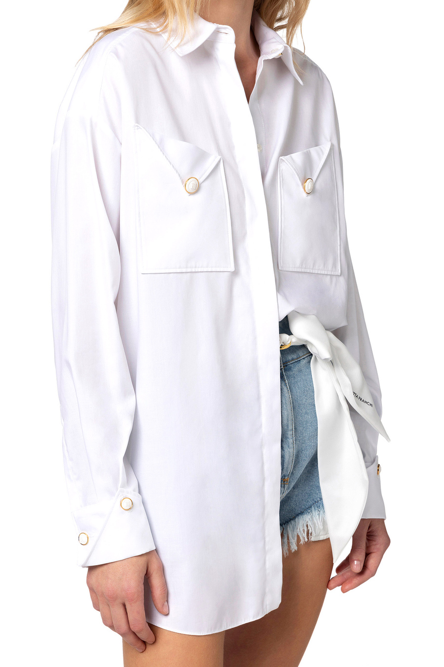 Cotton poplin shirt with pockets - Elisabetta Franchi® Outlet