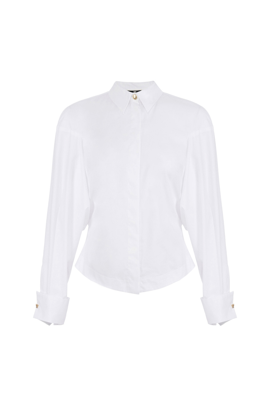 Cotton poplin shirt with gathers - Elisabetta Franchi® Outlet