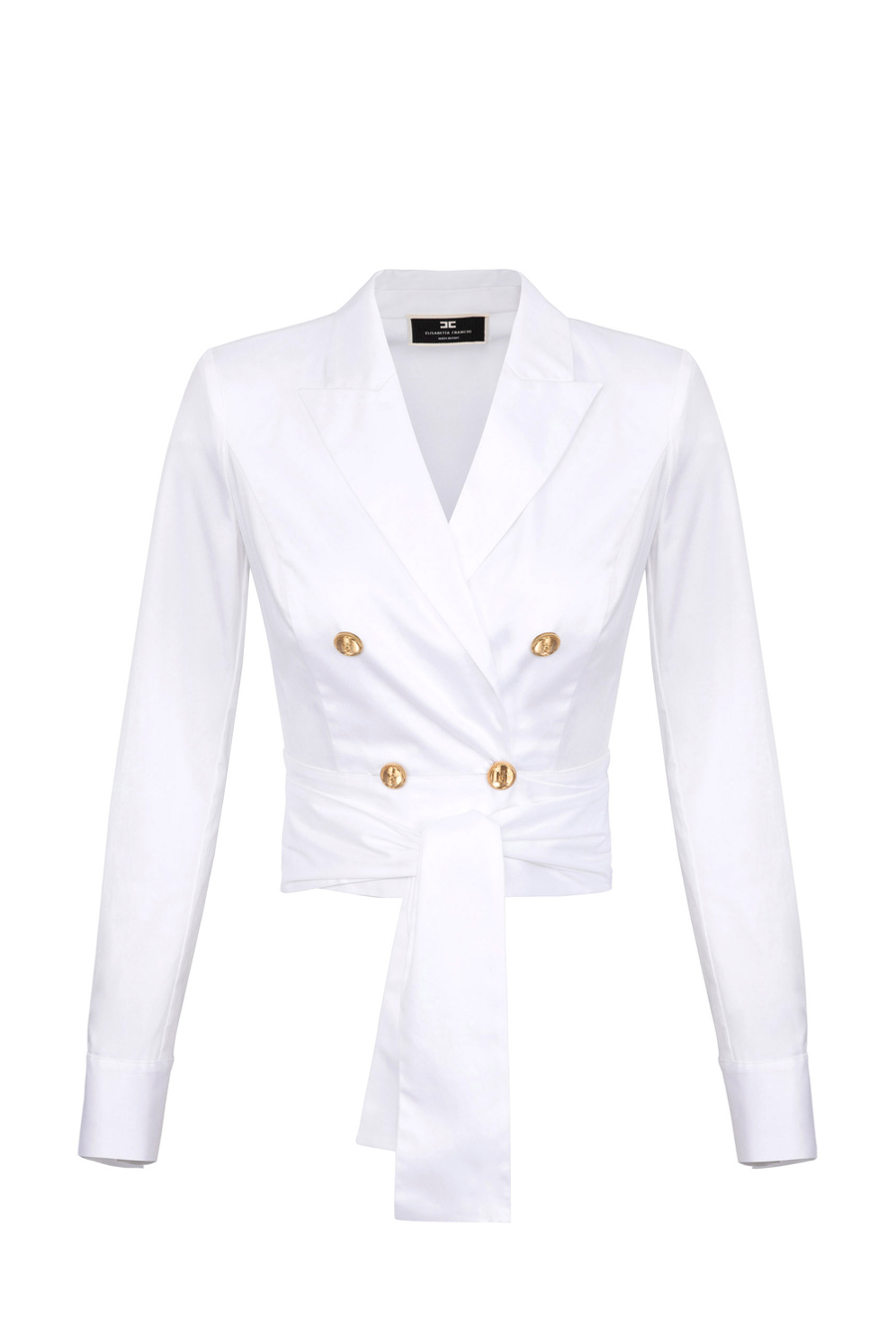 Camicia in cotone con fusciacca - Elisabetta Franchi® Outlet