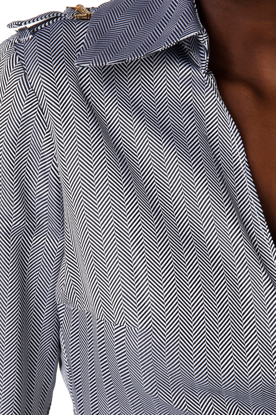 Camicia crop in cotone chevron con fusciacca - Elisabetta Franchi® Outlet