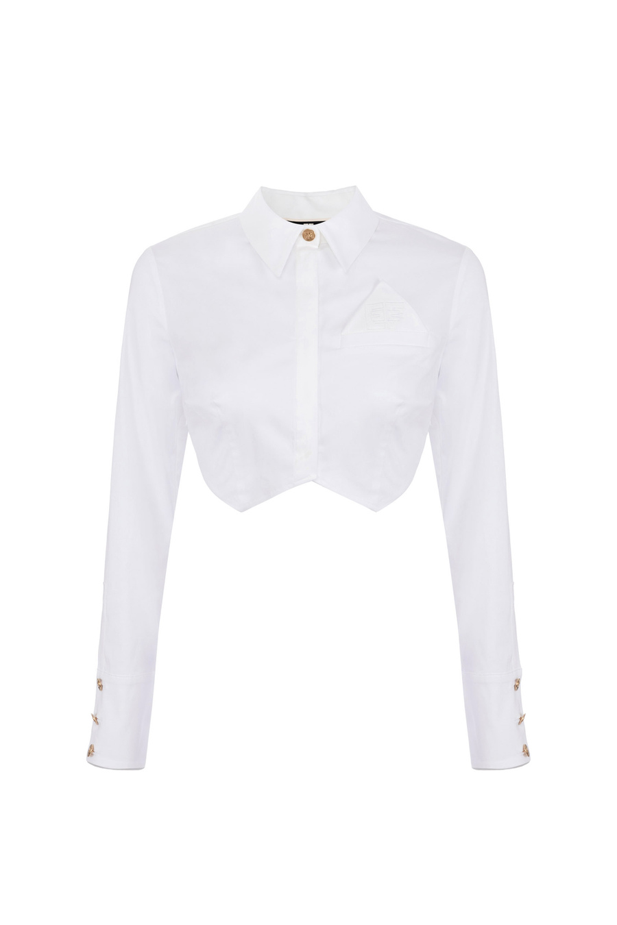 Cropped cotton poplin shirt - Elisabetta Franchi® Outlet