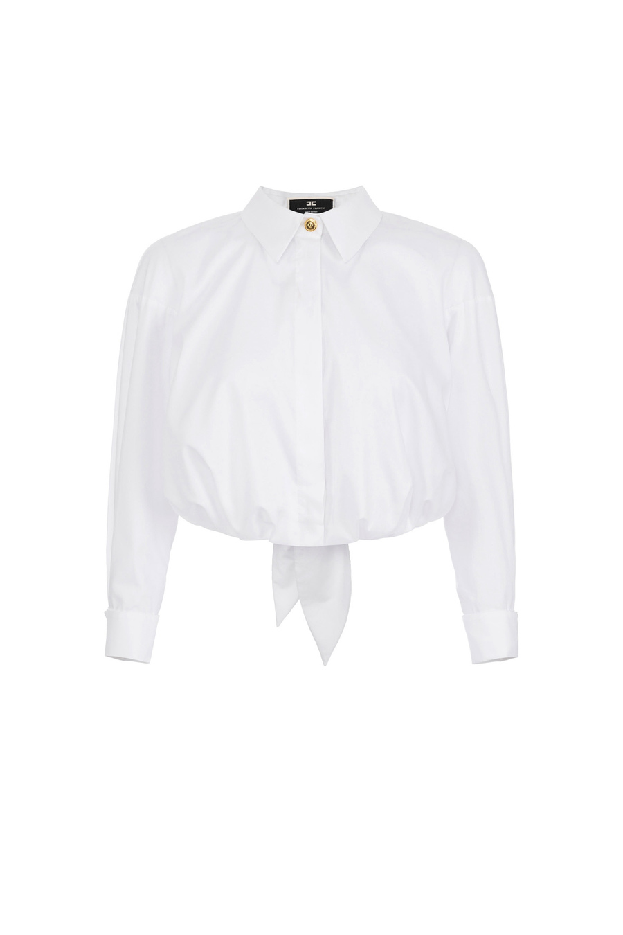 Cropped cotton poplin shirt - Elisabetta Franchi® Outlet