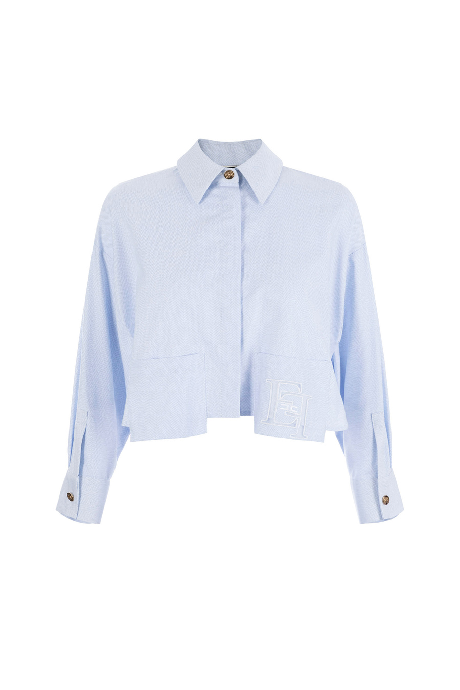 Camicia cropped in popeline di cotone - Elisabetta Franchi® Outlet