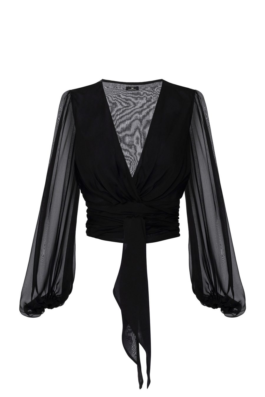 Camicia in voile di seta con fusciacca - Elisabetta Franchi® Outlet