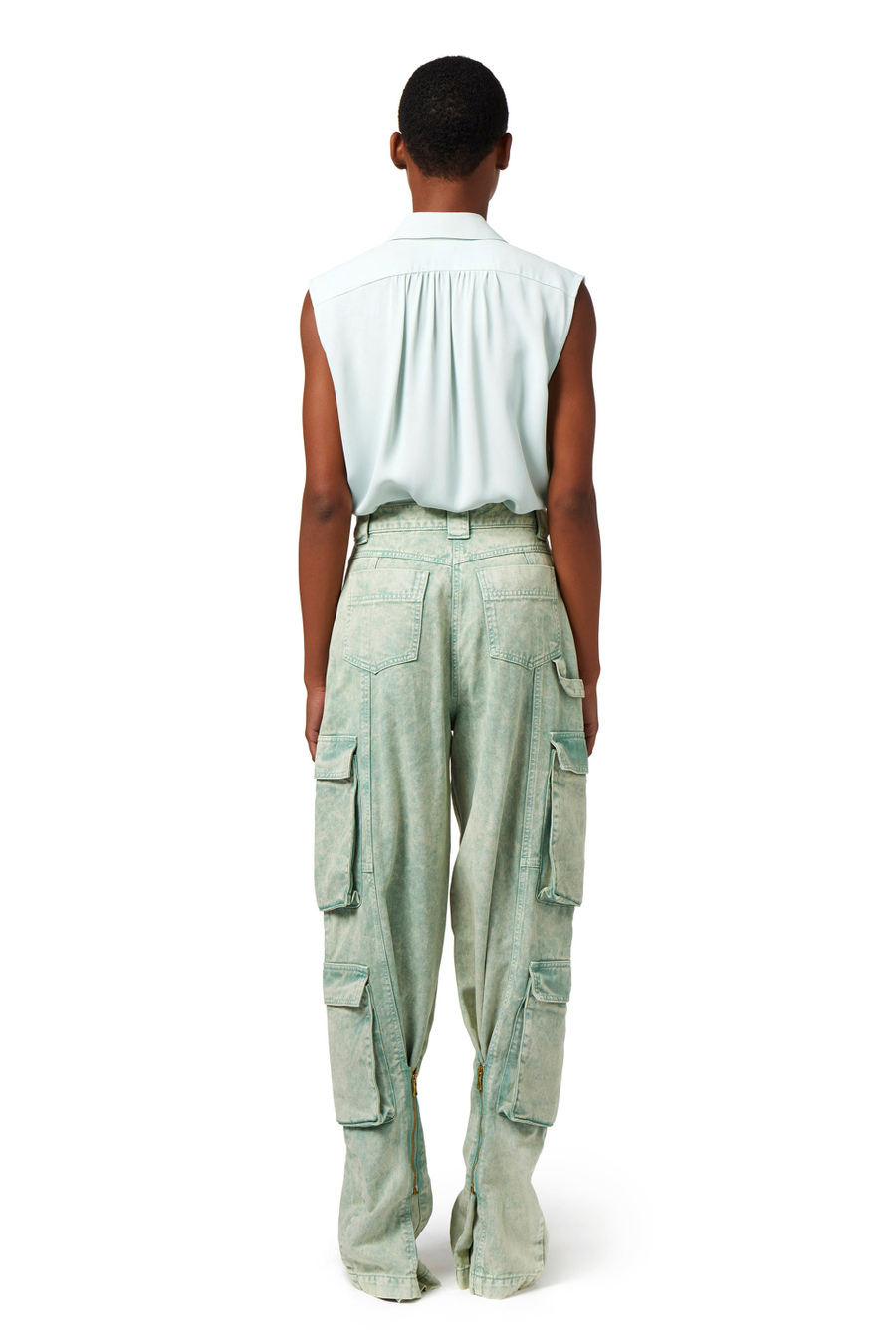 Flared blouse in viscose georgette fabric with lettering tie - Elisabetta Franchi® Outlet