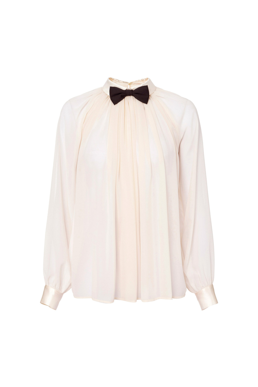Blouse in georgette fabric with bow tie - Elisabetta Franchi® Outlet