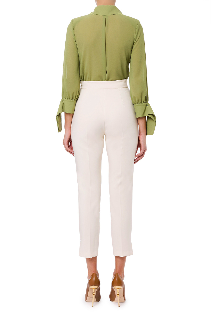 Blouse with flounce and tie - Elisabetta Franchi® Outlet